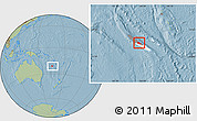 Savanna Style Location Map of Houaïlou, highlighted country, highlighted parent region, within the entire country, hill shading