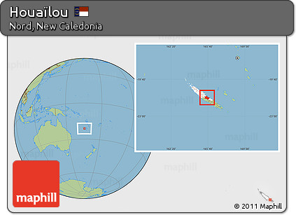 Savanna Style Location Map of Houaïlou, highlighted parent region