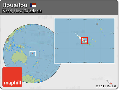 Savanna Style Location Map of Houaïlou, highlighted parent region