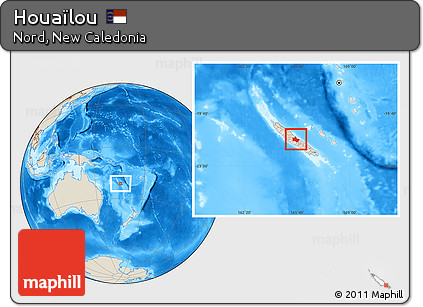 Shaded Relief Location Map of Houaïlou