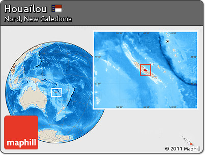 Shaded Relief Location Map of Houaïlou