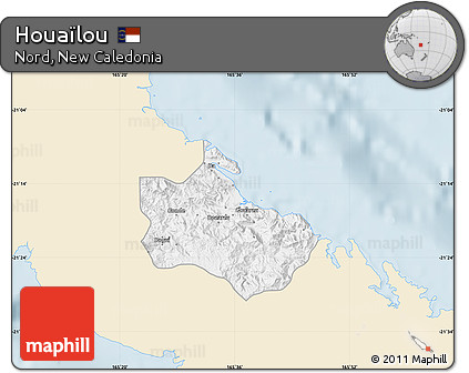Classic Style Map of Houaïlou, single color outside