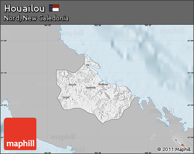 Gray Map of Houaïlou, single color outside