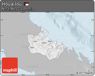 Gray Map of Houaïlou, single color outside