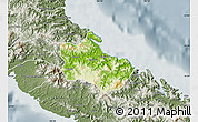 Physical Map of Houaïlou, semi-desaturated