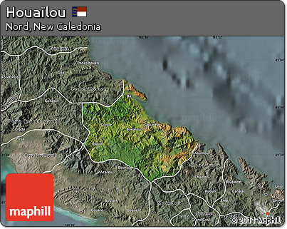 Satellite Map of Houaïlou, semi-desaturated
