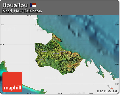 Satellite Map of Houaïlou, single color outside