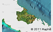 Satellite Map of Houaïlou, single color outside