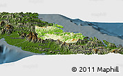 Physical Panoramic Map of Houaïlou, darken