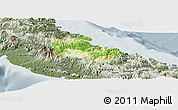 Physical Panoramic Map of Houaïlou, semi-desaturated