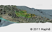 Satellite Panoramic Map of Houaïlou, semi-desaturated