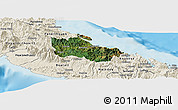 Satellite Panoramic Map of Houaïlou, shaded relief outside