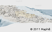 Shaded Relief Panoramic Map of Houaïlou, semi-desaturated