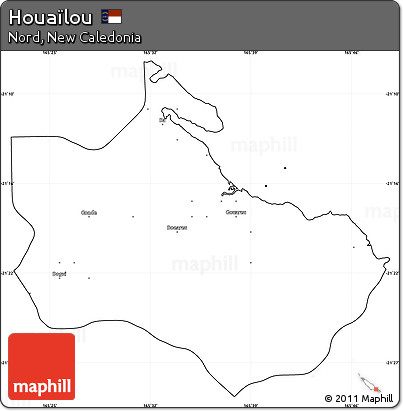Blank Simple Map of Houaïlou, cropped outside