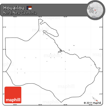 Blank Simple Map of Houaïlou, cropped outside, no labels