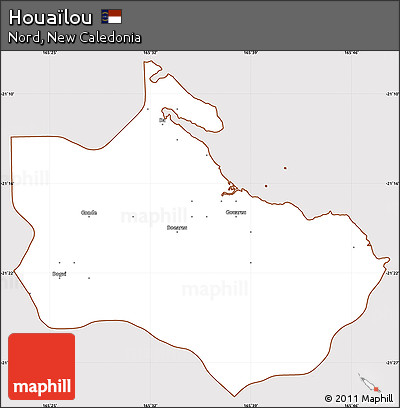 Classic Style Simple Map of Houaïlou, cropped outside