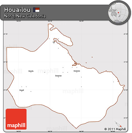 Classic Style Simple Map of Houaïlou, cropped outside