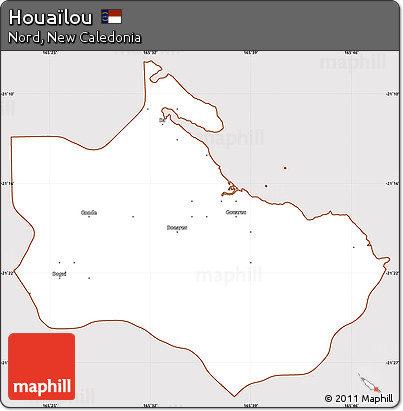 Classic Style Simple Map of Houaïlou, cropped outside