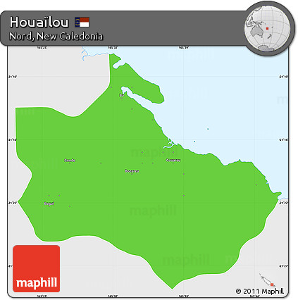 Political Simple Map of Houaïlou, single color outside