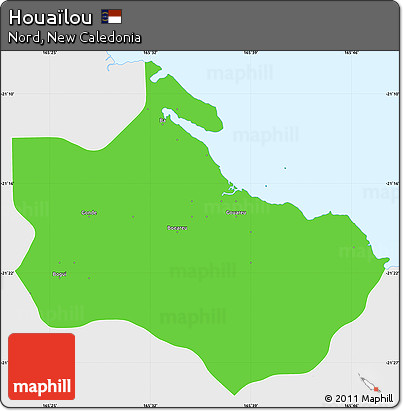 Political Simple Map of Houaïlou, single color outside