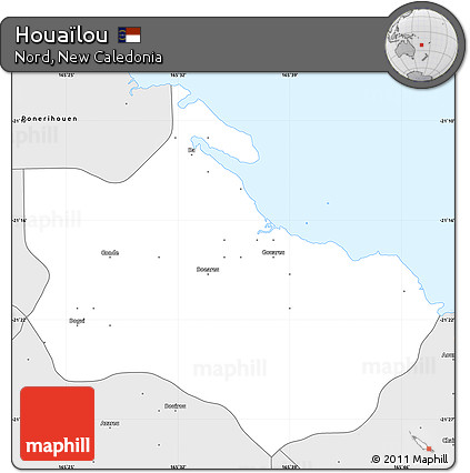 Silver Style Simple Map of Houaïlou