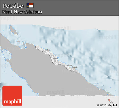 Gray 3D Map of Pouébo, single color outside