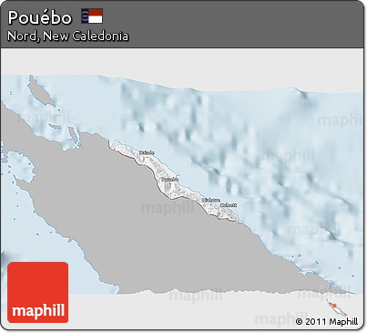 Gray 3D Map of Pouébo, single color outside
