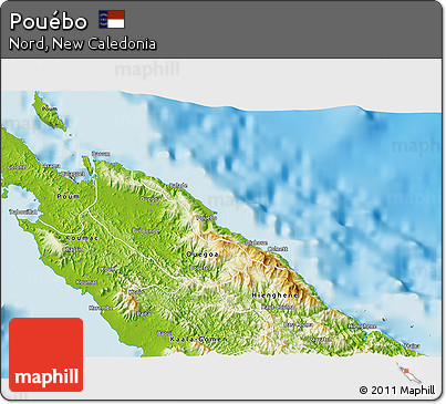 Physical 3D Map of Pouébo