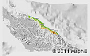 Physical 3D Map of Pouébo, lighten, desaturated