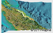 Physical 3D Map of Pouébo, satellite outside