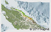 Physical 3D Map of Pouébo, semi-desaturated