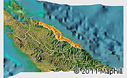 Political 3D Map of Pouébo, satellite outside