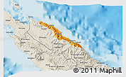 Political 3D Map of Pouébo, shaded relief outside