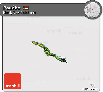 Satellite 3D Map of Pouébo, cropped outside