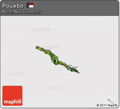Satellite 3D Map of Pouébo, cropped outside