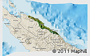Satellite 3D Map of Pouébo, shaded relief outside