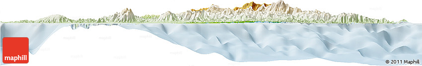 Physical Horizon Map of Pouébo, lighten