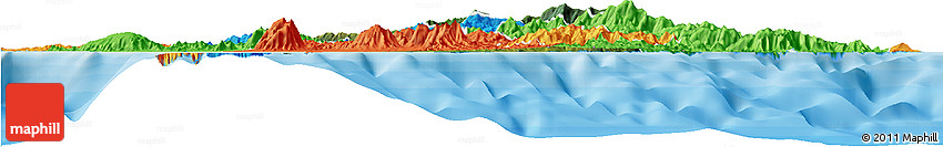 Satellite Horizon Map of Pouébo, political outside