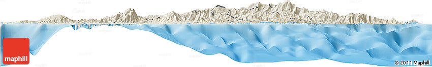 Shaded Relief Horizon Map of Pouébo