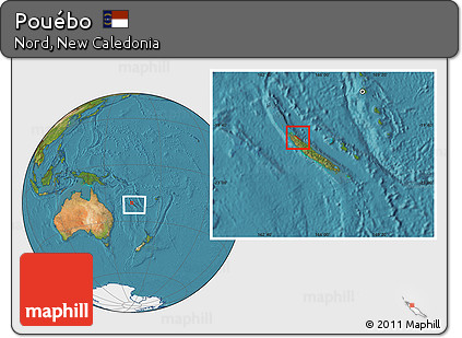 Satellite Location Map of Pouébo, within the entire country