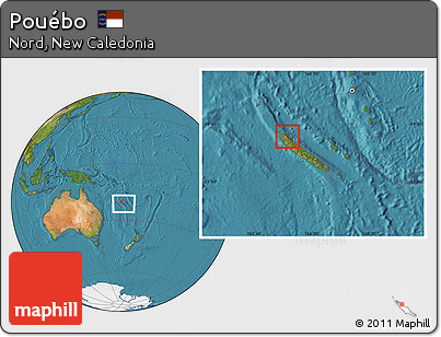 Satellite Location Map of Pouébo, within the entire country