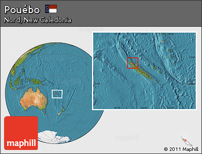 Satellite Location Map of Pouébo, within the entire country