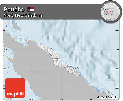 Gray Map of Pouébo, single color outside