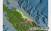 Physical Map of Pouébo, darken