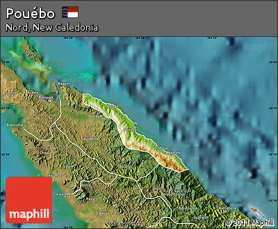 Physical Map of Pouébo, satellite outside