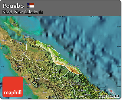 Physical Map of Pouébo, satellite outside