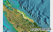 Physical Map of Pouébo, satellite outside