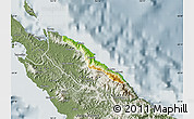 Physical Map of Pouébo, semi-desaturated