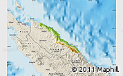 Physical Map of Pouébo, shaded relief outside