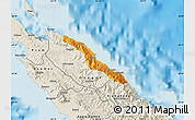 Political Map of Pouébo, shaded relief outside